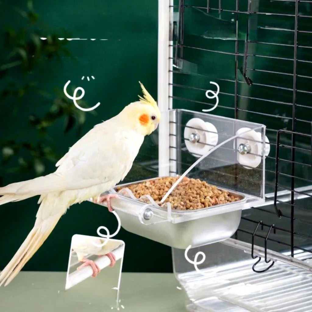 Parrot Stainless Steel Eco-friendly Waterproof Food Box High Color Value Sun Peony Xuan Feng B Hanging Basin Feeder