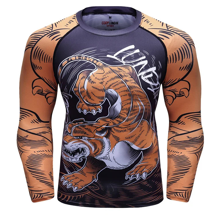 Wholesale Custom MMA Compression Shirts - Full Sublimation Printed No Gi BJJ Rash Guards - Moisture Wicking Fightwear -> Camisetas de compresión MMA personalizadas al por mayor – Camisetas de compresión (rash guards) para BJJ kimono con impresión