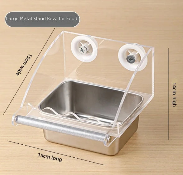 Parrot Stainless Steel Eco-friendly Waterproof Food Box High Color Value Sun Peony Xuan Feng B Hanging Basin Feeder