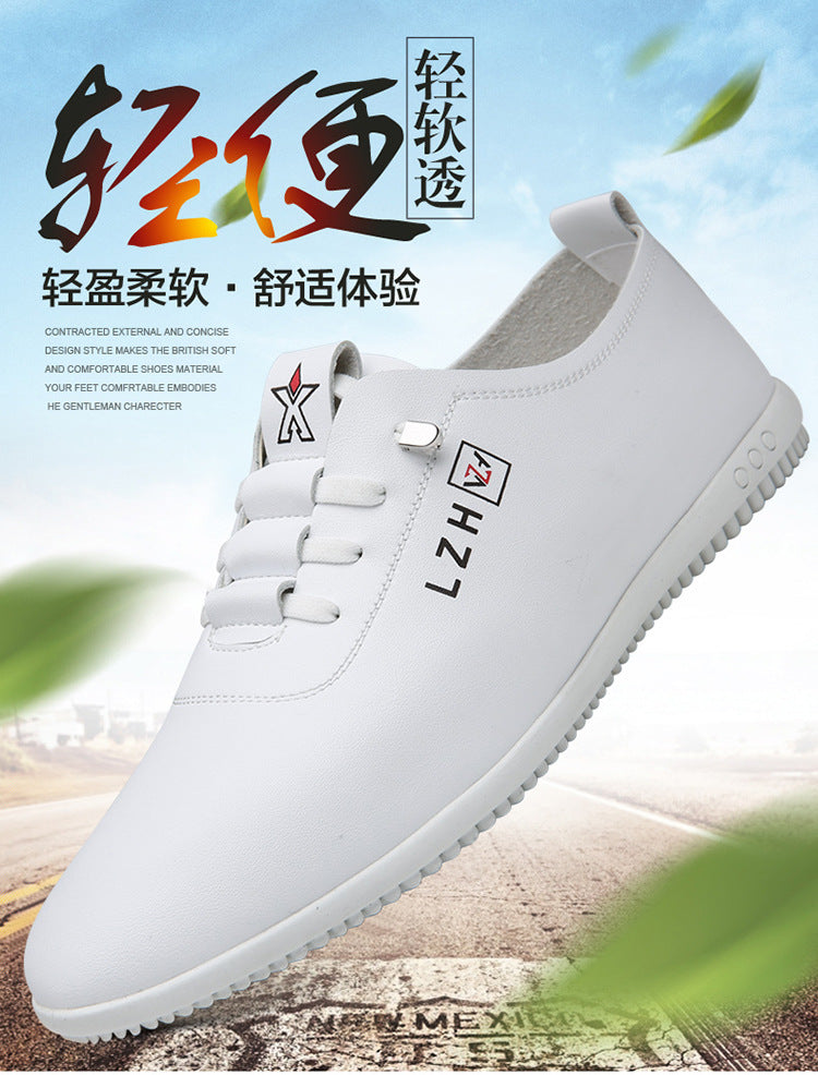 Summer Slip-on Breathable White Shoes Men's All-match Casual Soft Bottom Driving Shoes Lightweight Bean Shoes Soft Top Men's Shoes