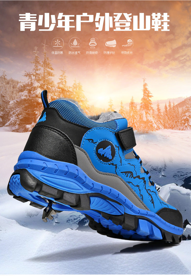 Cross-border plus size winter new round head high-top youth sports leisure fashion cotton snow outdoor hiking shoes