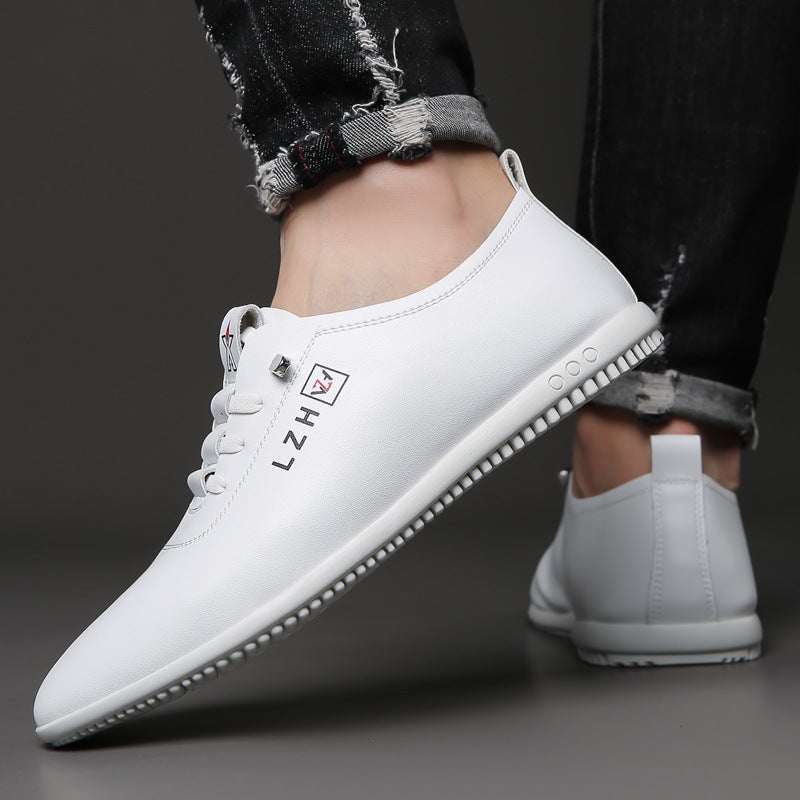 Summer Slip-on Breathable White Shoes Men's All-match Casual Soft Bottom Driving Shoes Lightweight Bean Shoes Soft Top Men's Shoes