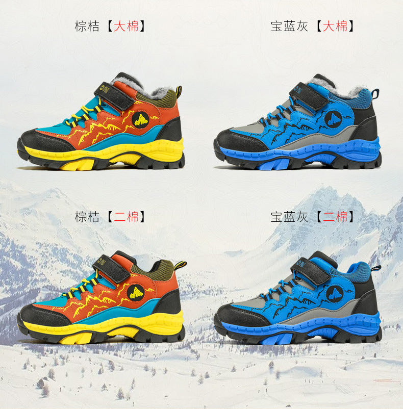 Cross-border plus size winter new round head high-top youth sports leisure fashion cotton snow outdoor hiking shoes
