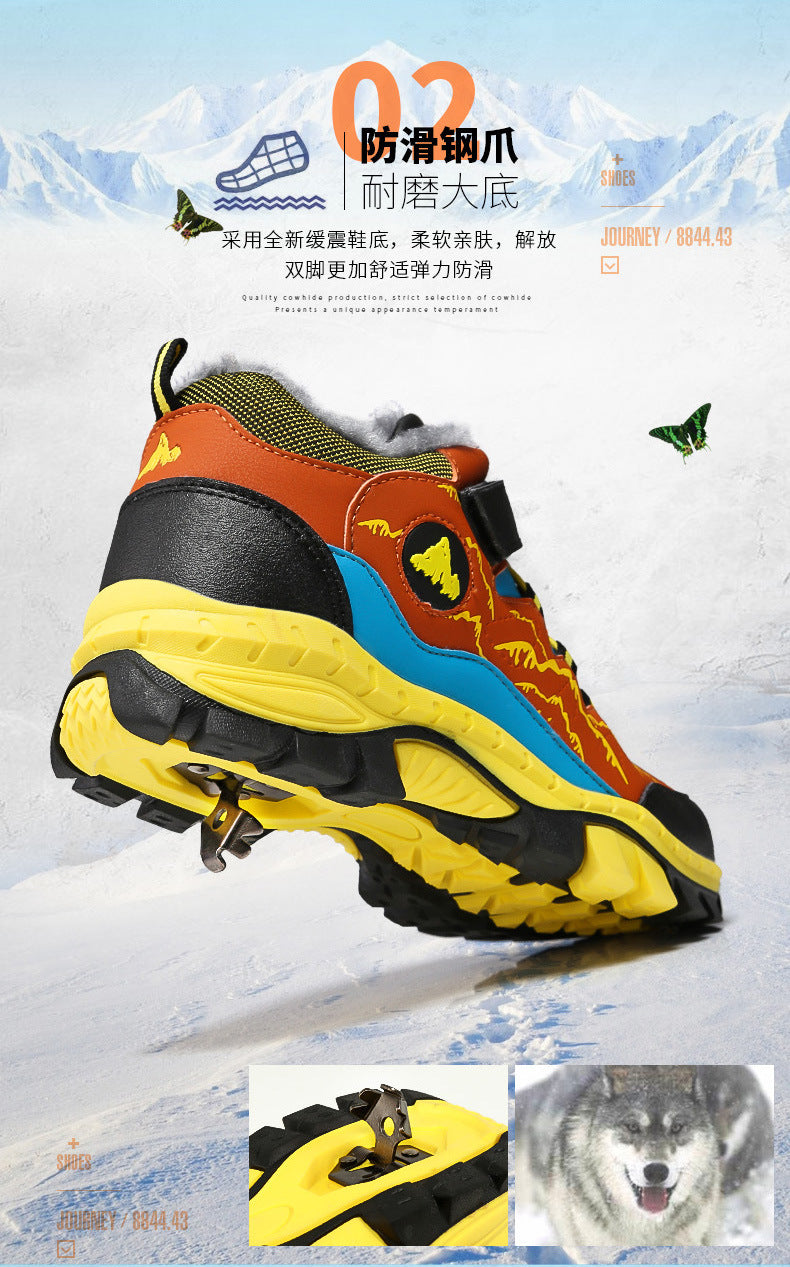 Cross-border plus size winter new round head high-top youth sports leisure fashion cotton snow outdoor hiking shoes
