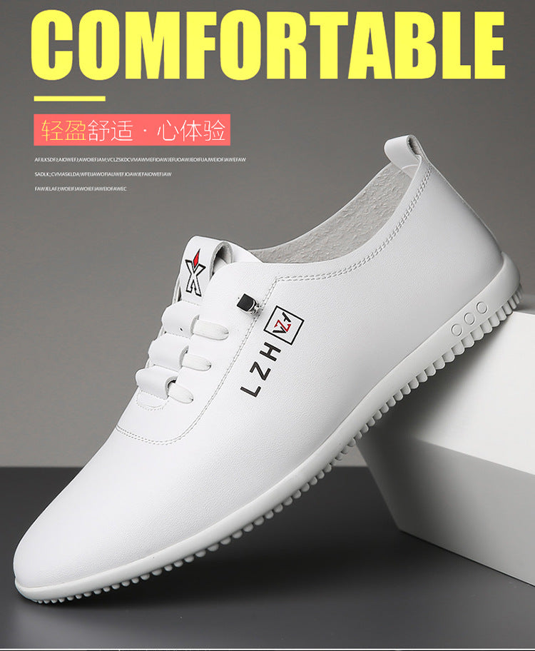 Summer Slip-on Breathable White Shoes Men's All-match Casual Soft Bottom Driving Shoes Lightweight Bean Shoes Soft Top Men's Shoes