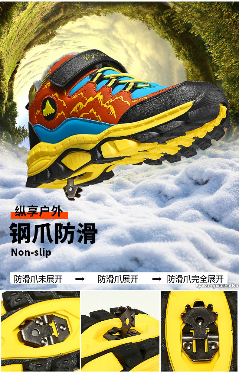 Cross-border plus size winter new round head high-top youth sports leisure fashion cotton snow outdoor hiking shoes