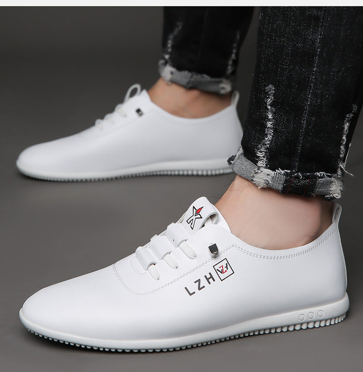 Summer Slip-on Breathable White Shoes Men's All-match Casual Soft Bottom Driving Shoes Lightweight Bean Shoes Soft Top Men's Shoes