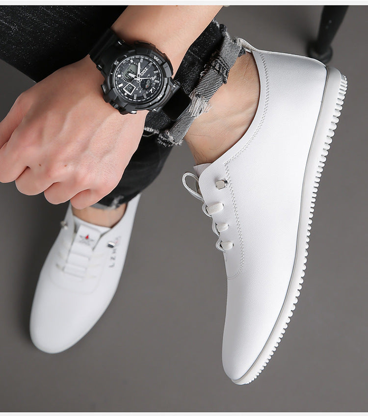Summer Slip-on Breathable White Shoes Men's All-match Casual Soft Bottom Driving Shoes Lightweight Bean Shoes Soft Top Men's Shoes