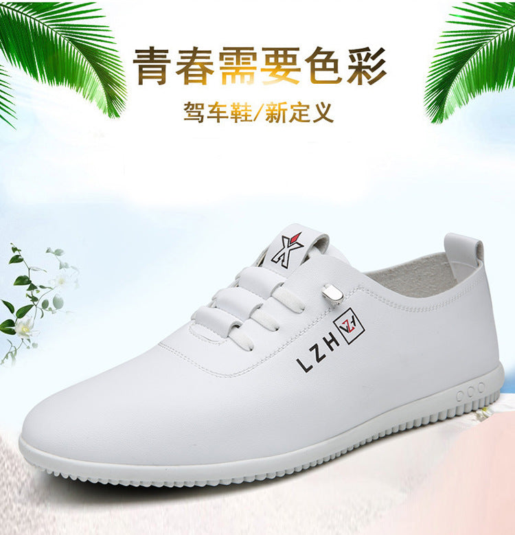 Summer Slip-on Breathable White Shoes Men's All-match Casual Soft Bottom Driving Shoes Lightweight Bean Shoes Soft Top Men's Shoes