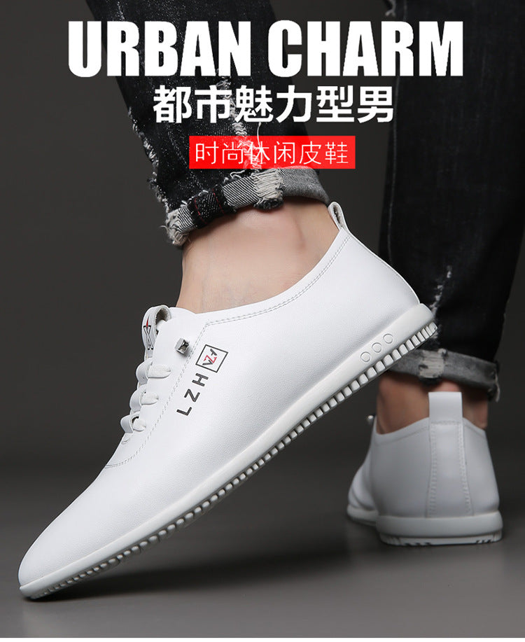 Summer Slip-on Breathable White Shoes Men's All-match Casual Soft Bottom Driving Shoes Lightweight Bean Shoes Soft Top Men's Shoes
