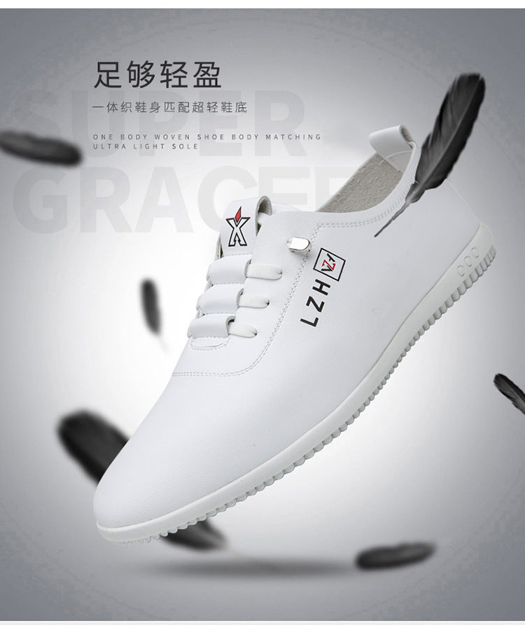 Summer Slip-on Breathable White Shoes Men's All-match Casual Soft Bottom Driving Shoes Lightweight Bean Shoes Soft Top Men's Shoes