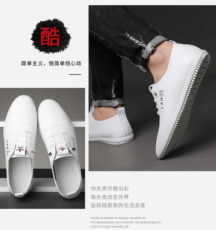 Summer Slip-on Breathable White Shoes Men's All-match Casual Soft Bottom Driving Shoes Lightweight Bean Shoes Soft Top Men's Shoes