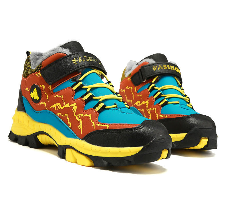 Cross-border plus size winter new round head high-top youth sports leisure fashion cotton snow outdoor hiking shoes