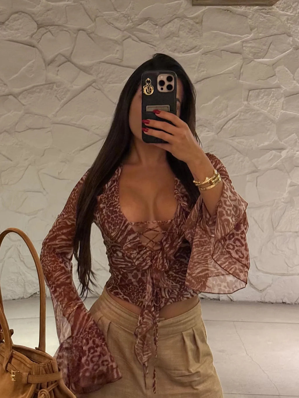 Top Sexy con Estampado de Leopardo para Mujer, Ropa con Diseño Animal Elegante, Moda Otoñal para Damas, Diseño Atrevido y Chic