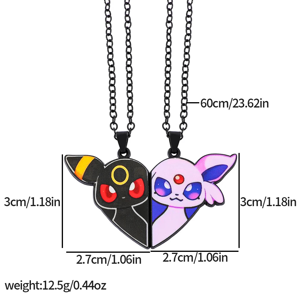 2 piezas de collares con colgantes de metal de Eevee, Umbreon, Espeon, Sylveon, Jolteon y Flareon, bonitos dijes de anime y videojuegos para colección