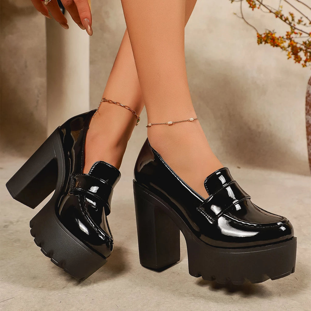 Zapatos De tacón con plataforma para Mujer, Zapatos informales De tacón alto con punta redonda, elegantes, cómodos y antideslizantes para exteriores
