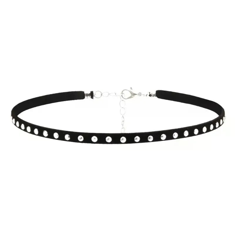 Gargantilla negra con remaches dulces Punk para mujer, Collar de cadena hasta la clavícula, accesorios para regalo