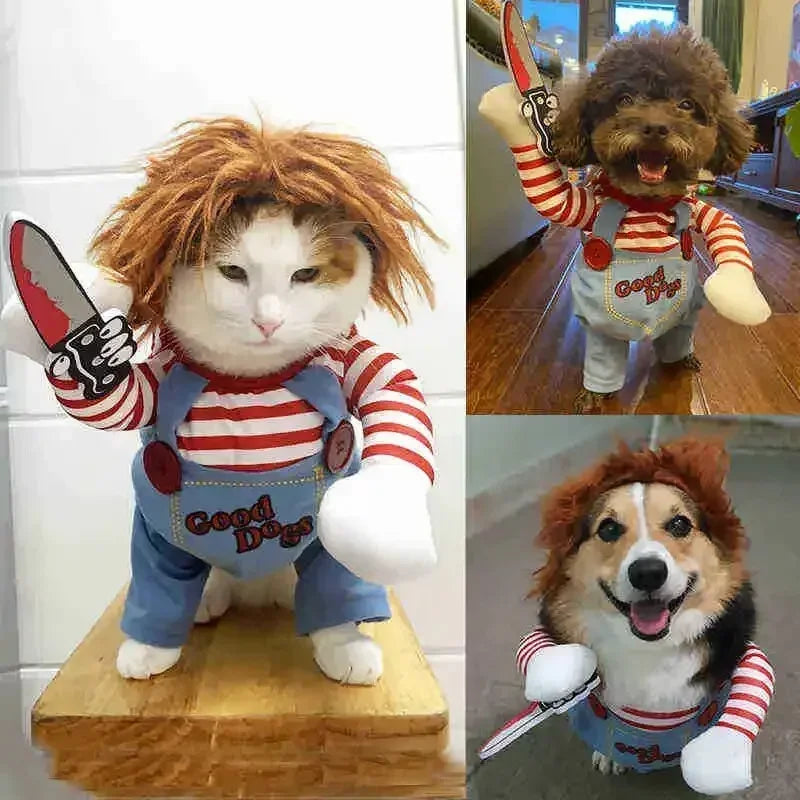 Ropa divertida de Halloween para perros pequeños y medianos, disfraces de fiesta para gatos, Bulldog, Chihuahua francesa, trajes para mascotas