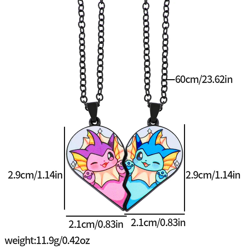 2 piezas de collares con colgantes de metal de Eevee, Umbreon, Espeon, Sylveon, Jolteon y Flareon, bonitos dijes de anime y videojuegos para colección