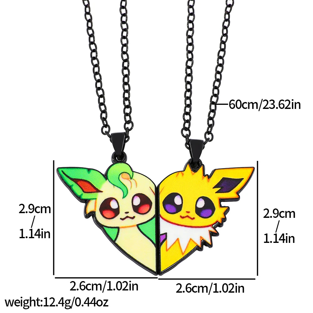 2 piezas de collares con colgantes de metal de Eevee, Umbreon, Espeon, Sylveon, Jolteon y Flareon, bonitos dijes de anime y videojuegos para colección