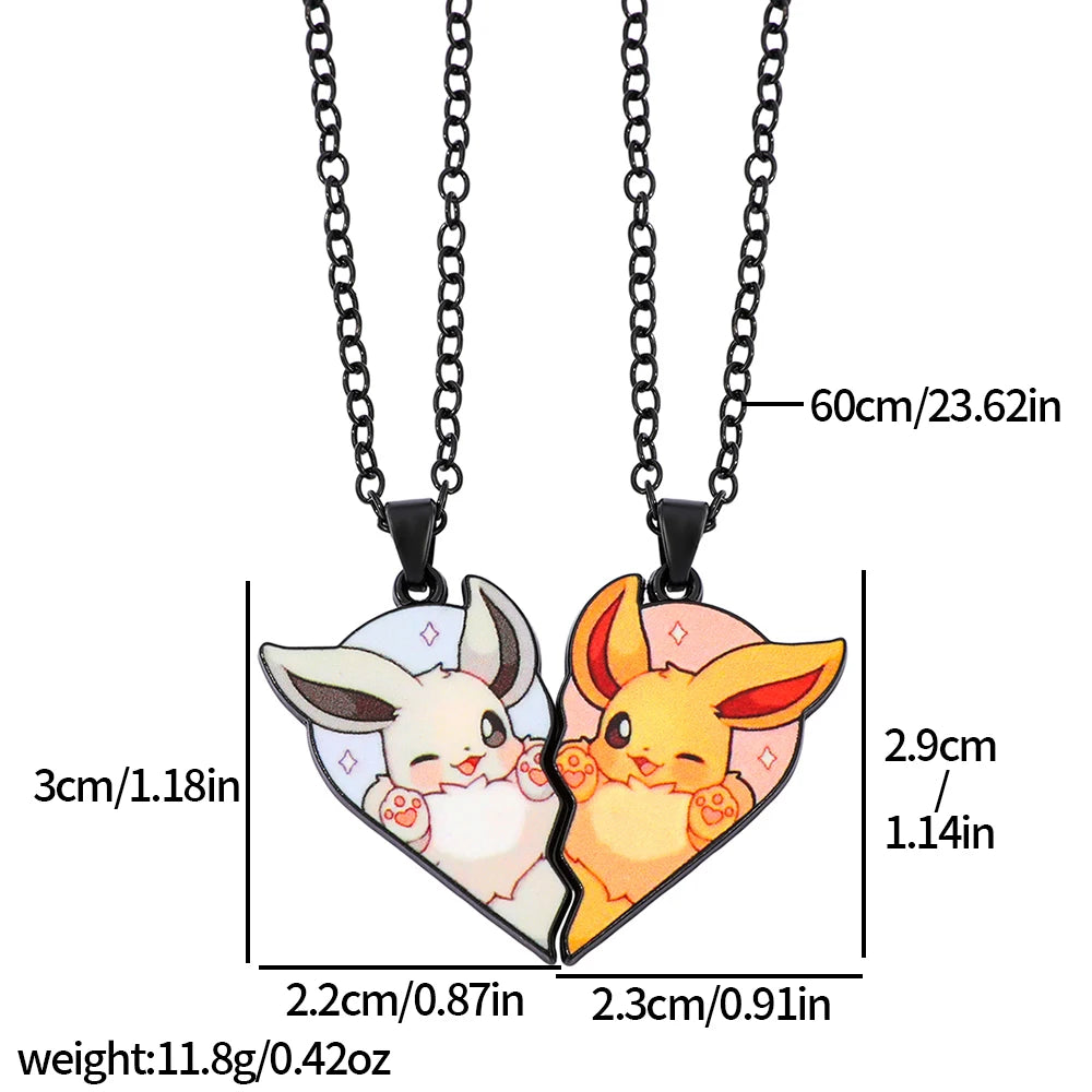 2 piezas de collares con colgantes de metal de Eevee, Umbreon, Espeon, Sylveon, Jolteon y Flareon, bonitos dijes de anime y videojuegos para colección