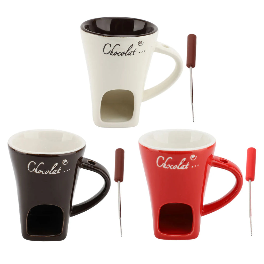 Taza para derretir Chocolate, taza para Fondue, calentador de mantequilla de cerámica, suministros para derretir Chocolate con tenedor para Cocina