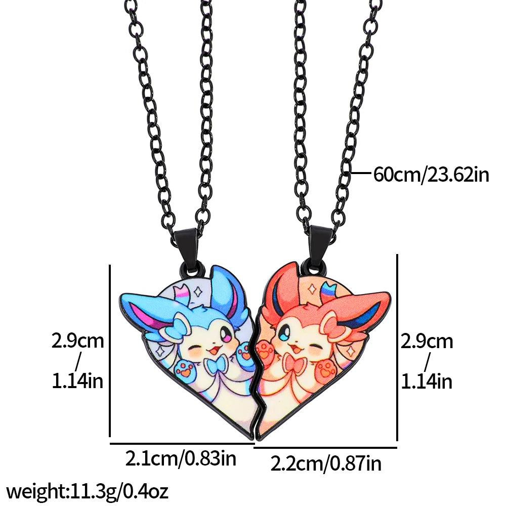 2 piezas de collares con colgantes de metal de Eevee, Umbreon, Espeon, Sylveon, Jolteon y Flareon, bonitos dijes de anime y videojuegos para colección