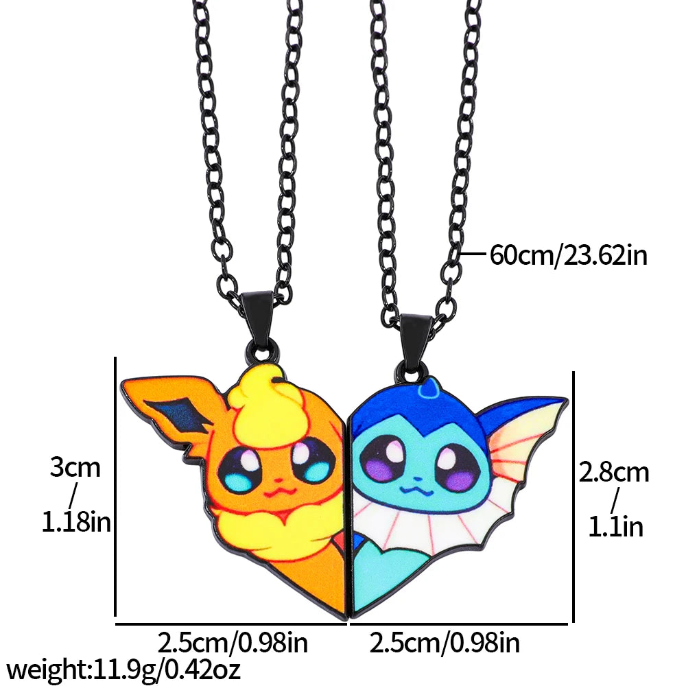 2 piezas de collares con colgantes de metal de Eevee, Umbreon, Espeon, Sylveon, Jolteon y Flareon, bonitos dijes de anime y videojuegos para colección