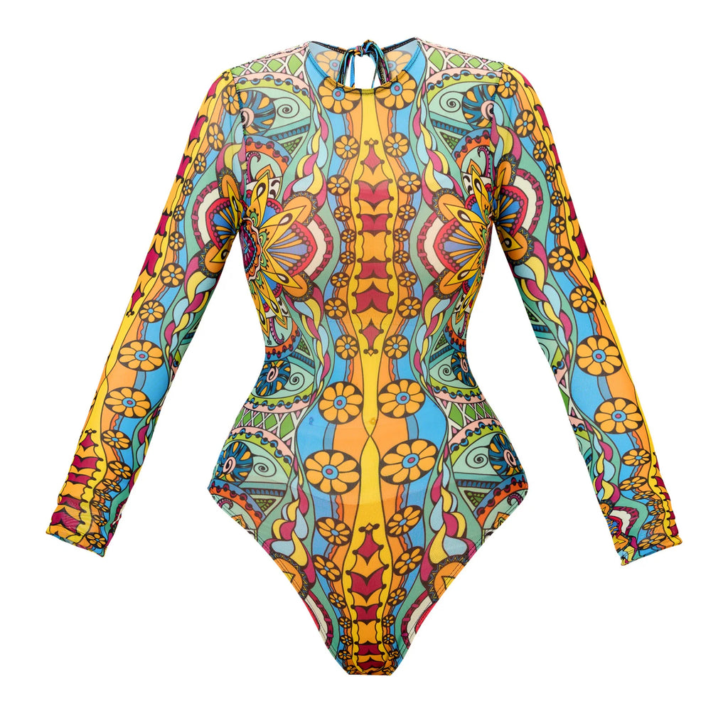 Nuevo traje de baño Sexy de cintura alta, traje de baño de verano para mujer, conjunto de Bikini, traje de baño de manga larga, traje de baño de playa para mujer