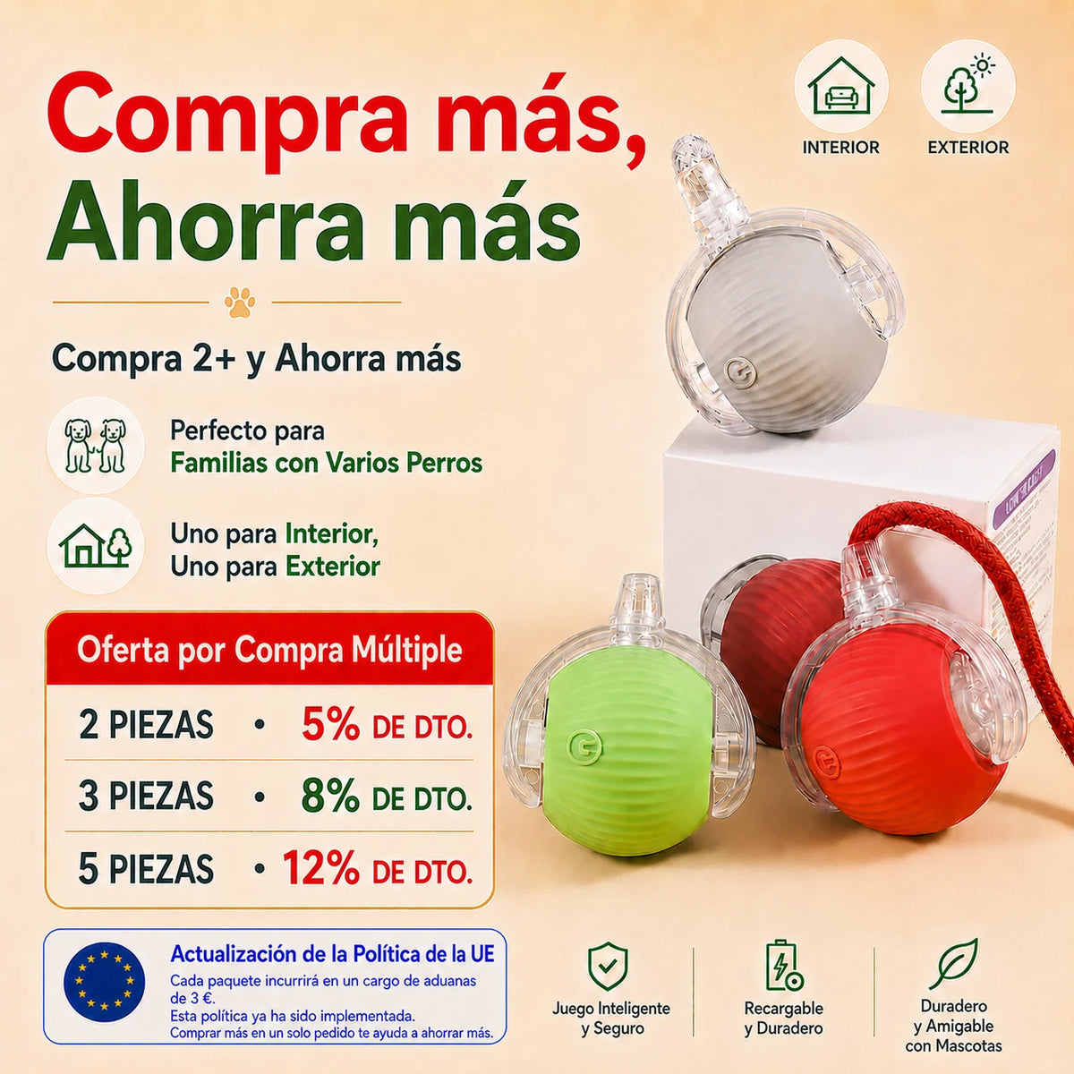 Nuevo juguete interactivo de pelota para perros/gatos, pelota rodante automática recargable, juguete interactivo.