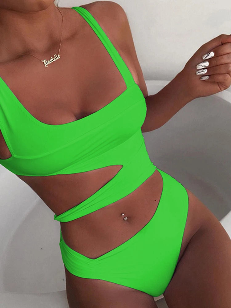 Bañador de una pieza para mujer, traje de baño Sexy con realce, ropa de playa, novedad de 2023