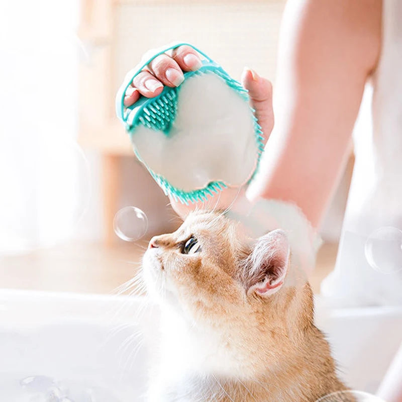 Cepillo de baño para mascotas, masajeador de silicona suave, Gel de ducha, herramientas de limpieza, peine, suministros para perros y gatos