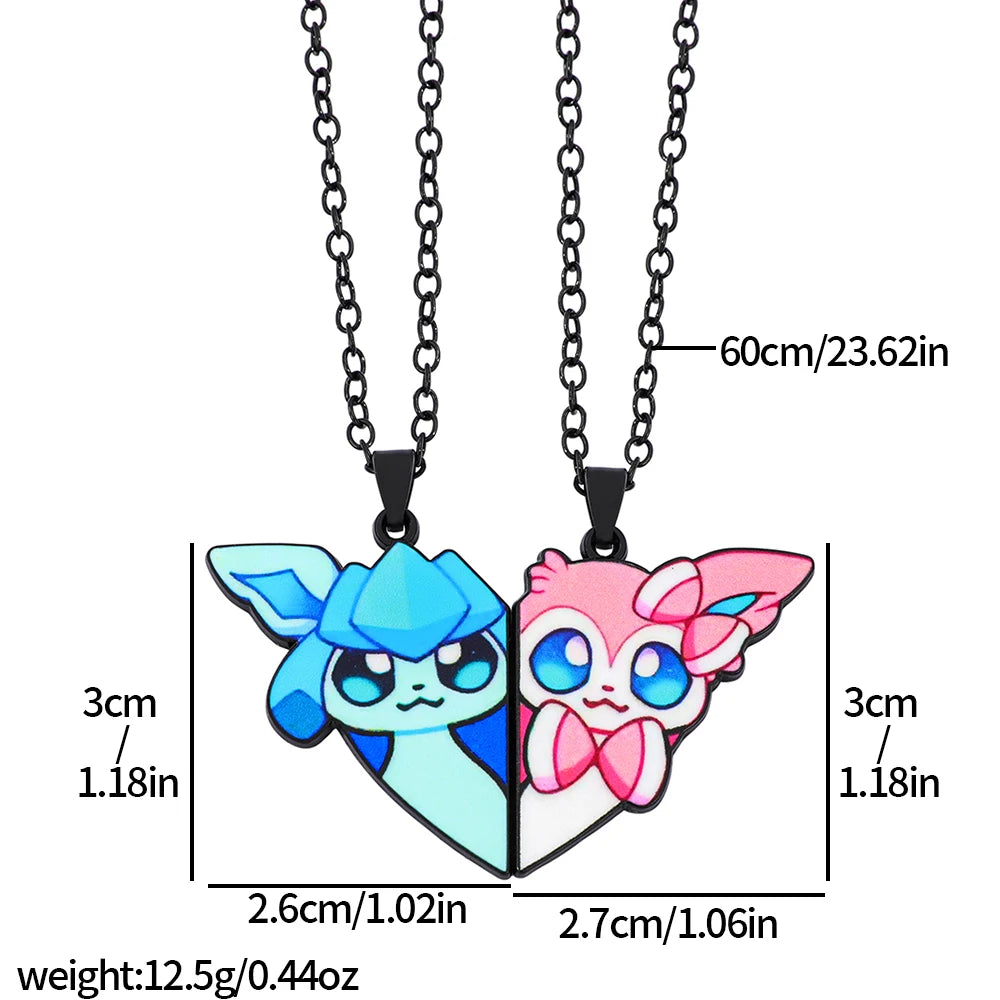 2 piezas de collares con colgantes de metal de Eevee, Umbreon, Espeon, Sylveon, Jolteon y Flareon, bonitos dijes de anime y videojuegos para colección