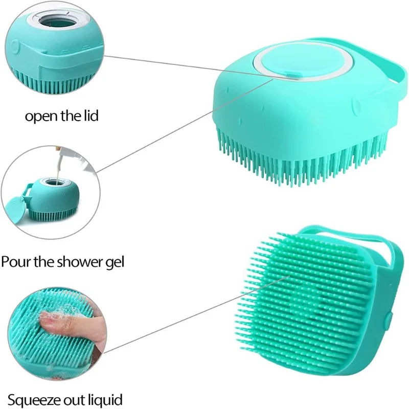 Cepillo de baño para mascotas, masajeador de silicona suave, Gel de ducha, herramientas de limpieza, peine, suministros para perros y gatos