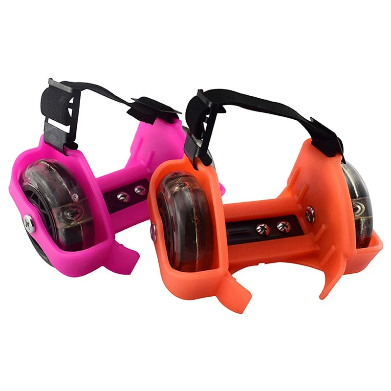 Zapato de patinaje al aire libre ruedas de tacn de dos ruedas patines ajustables PVC 3 colores LED zapatos de ruedas luminosas intermitentes para niñ@s