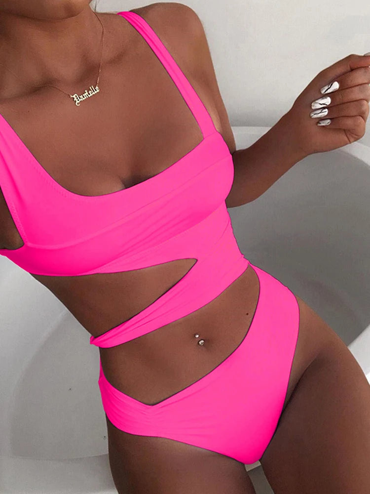 Bañador de una pieza para mujer, traje de baño Sexy con realce, ropa de playa, novedad de 2023