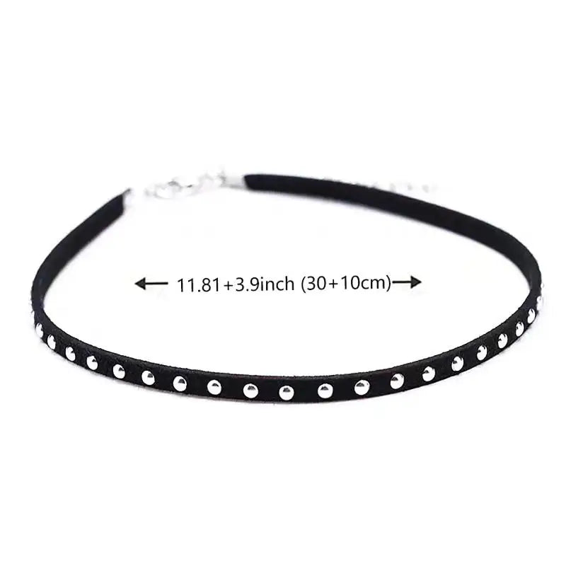 Gargantilla negra con remaches dulces Punk para mujer, Collar de cadena hasta la clavícula, accesorios para regalo