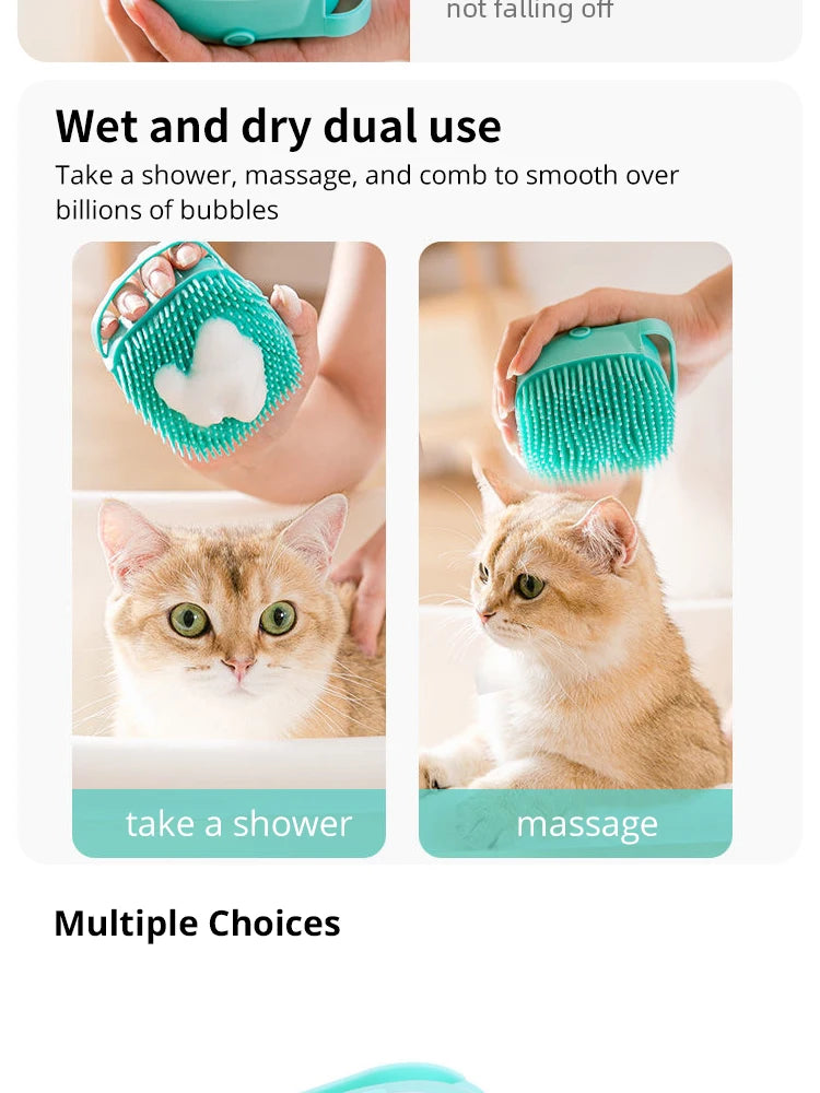 Cepillo de baño para mascotas, masajeador de silicona suave, Gel de ducha, herramientas de limpieza, peine, suministros para perros y gatos