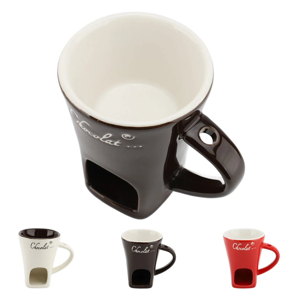 Taza para derretir Chocolate, taza para Fondue, calentador de mantequilla de cerámica, suministros para derretir Chocolate con tenedor para Cocina