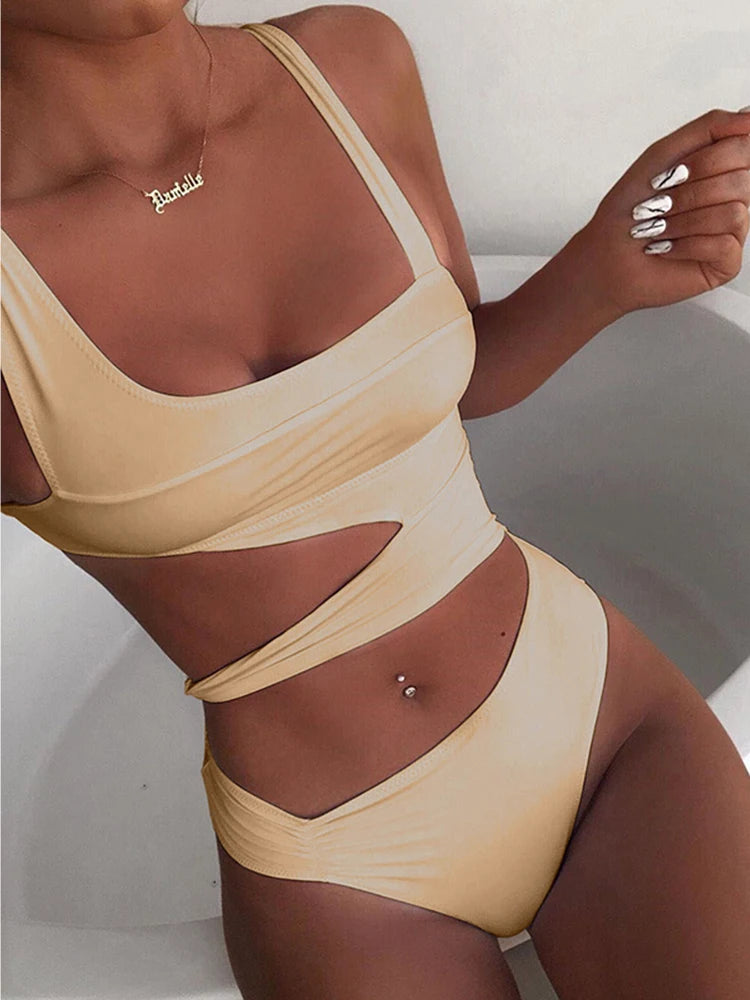 Bañador de una pieza para mujer, traje de baño Sexy con realce, ropa de playa, novedad de 2023