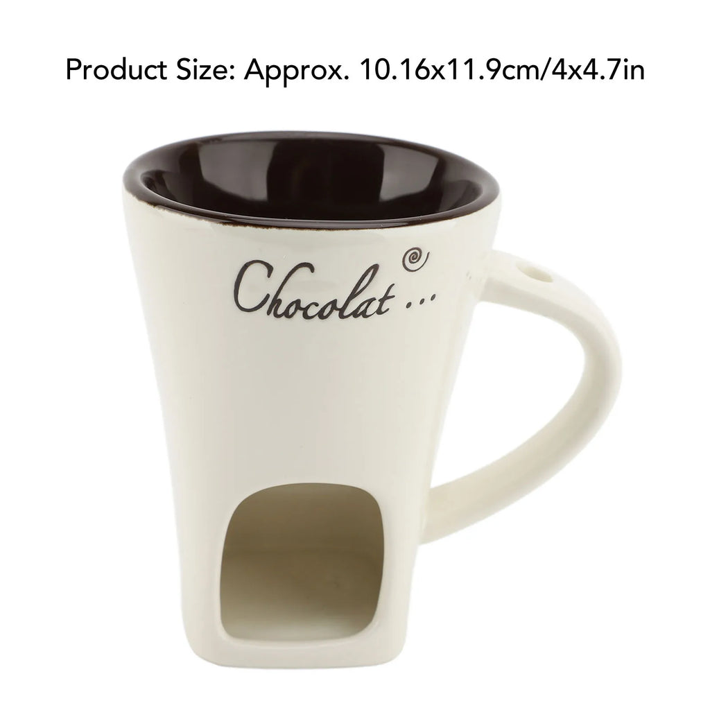 Taza para derretir Chocolate, taza para Fondue, calentador de mantequilla de cerámica, suministros para derretir Chocolate con tenedor para Cocina