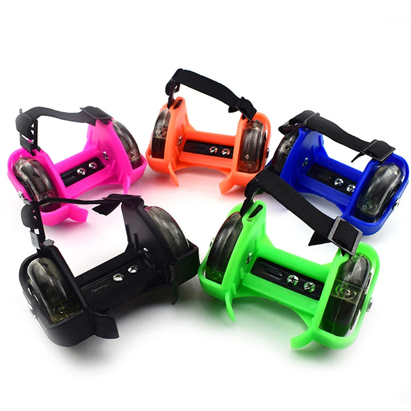 Zapato de patinaje al aire libre ruedas de tacn de dos ruedas patines ajustables PVC 3 colores LED zapatos de ruedas luminosas intermitentes para niñ@s