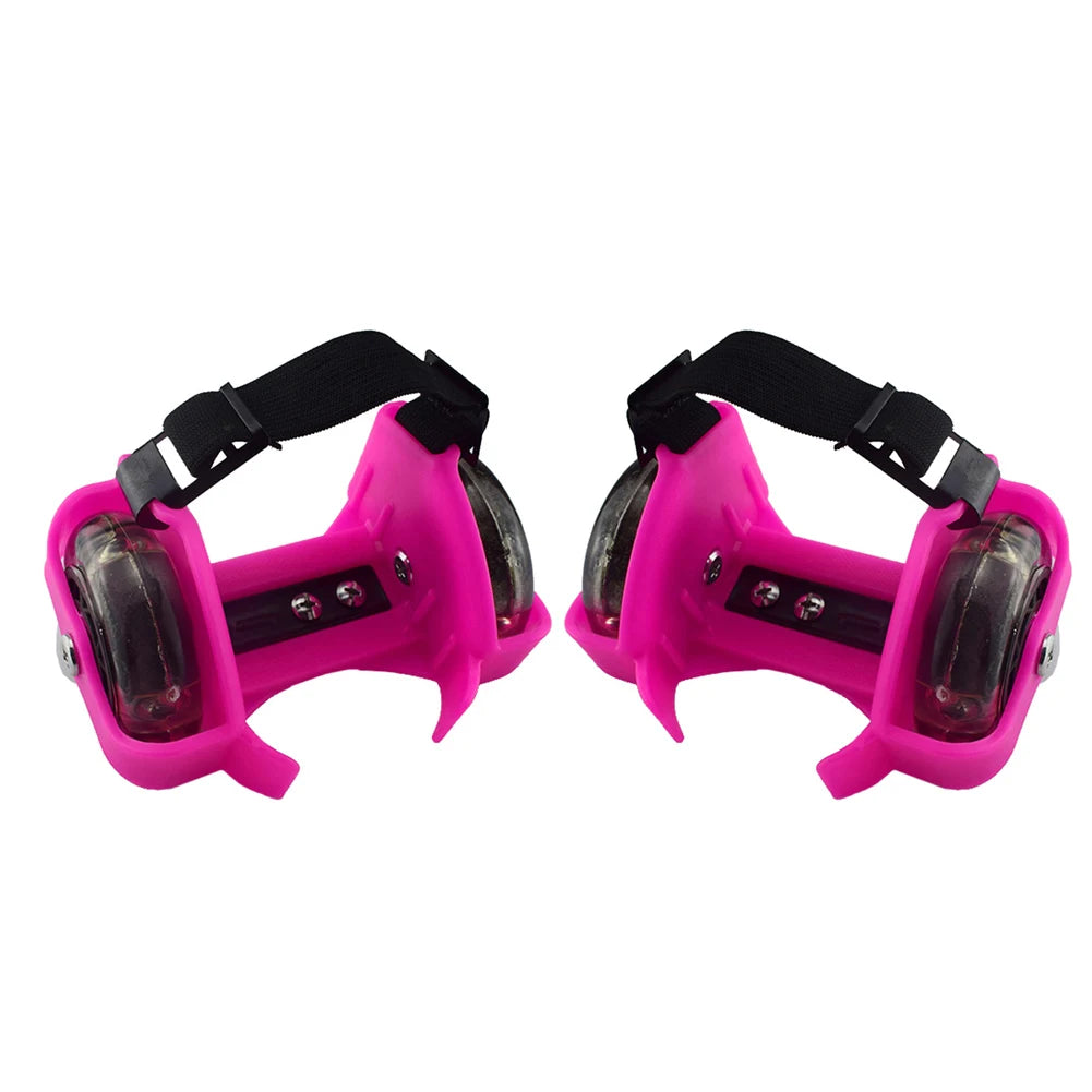 Zapato de patinaje al aire libre ruedas de tacn de dos ruedas patines ajustables PVC 3 colores LED zapatos de ruedas luminosas intermitentes para niñ@s