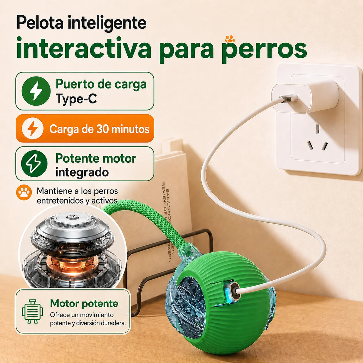 Nuevo juguete interactivo de pelota para perros/gatos, pelota rodante automática recargable, juguete interactivo.