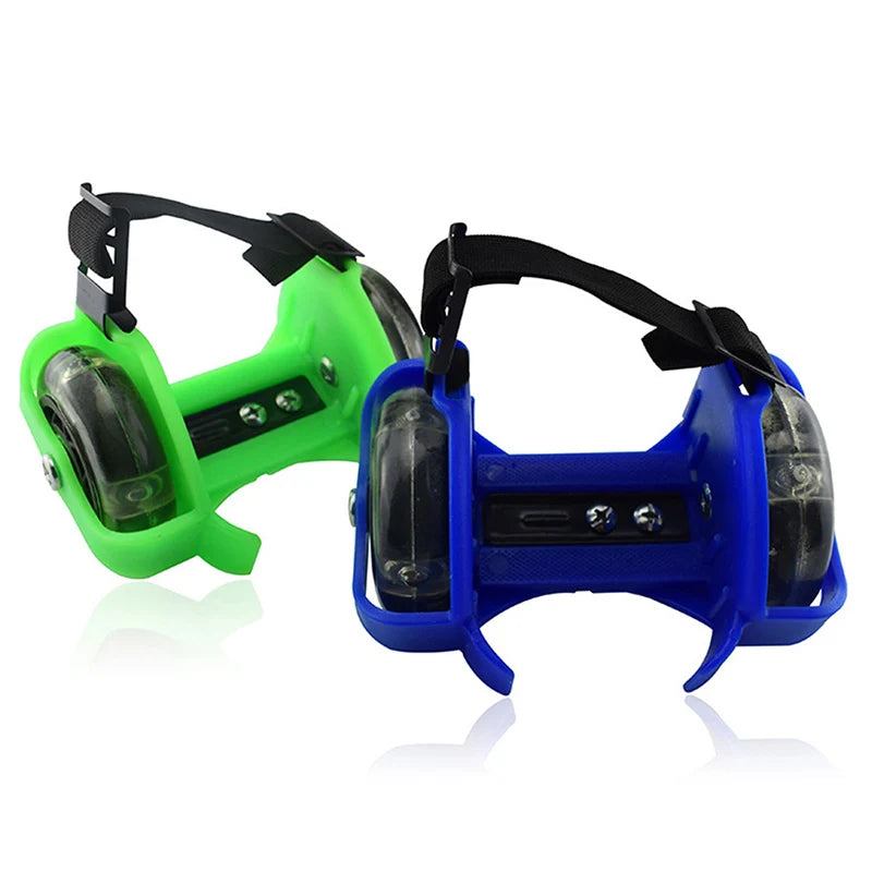 Zapato de patinaje al aire libre ruedas de tacn de dos ruedas patines ajustables PVC 3 colores LED zapatos de ruedas luminosas intermitentes para niñ@s