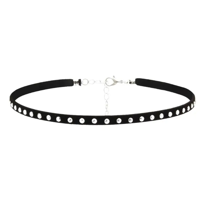 Gargantilla negra con remaches dulces Punk para mujer, Collar de cadena hasta la clavícula, accesorios para regalo