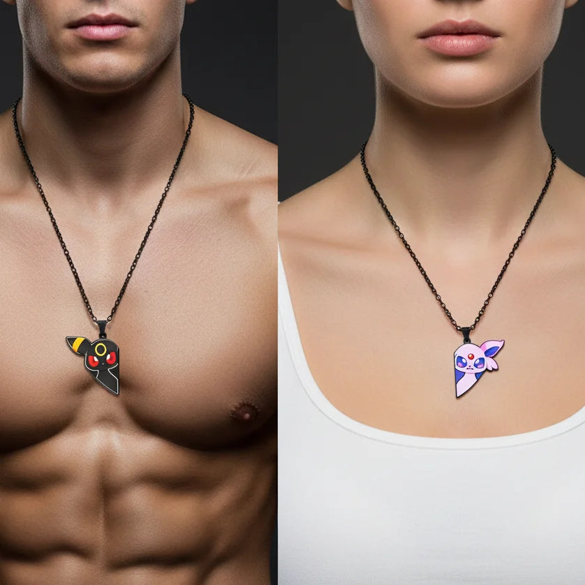 2 piezas de collares con colgantes de metal de Eevee, Umbreon, Espeon, Sylveon, Jolteon y Flareon, bonitos dijes de anime y videojuegos para colección