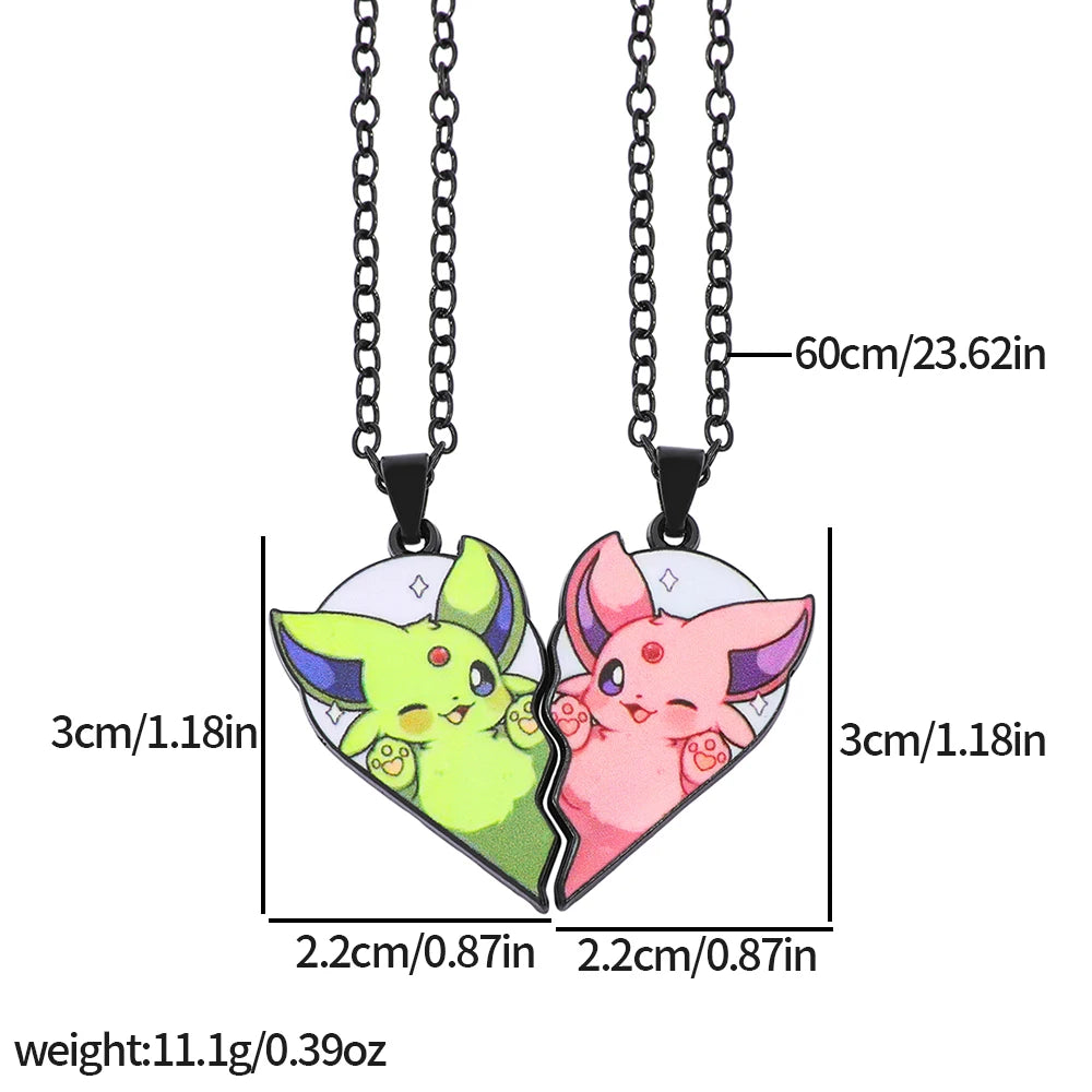 2 piezas de collares con colgantes de metal de Eevee, Umbreon, Espeon, Sylveon, Jolteon y Flareon, bonitos dijes de anime y videojuegos para colección