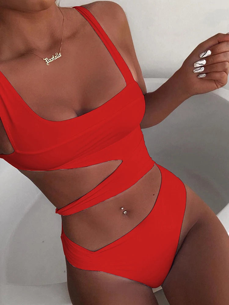 Bañador de una pieza para mujer, traje de baño Sexy con realce, ropa de playa, novedad de 2023
