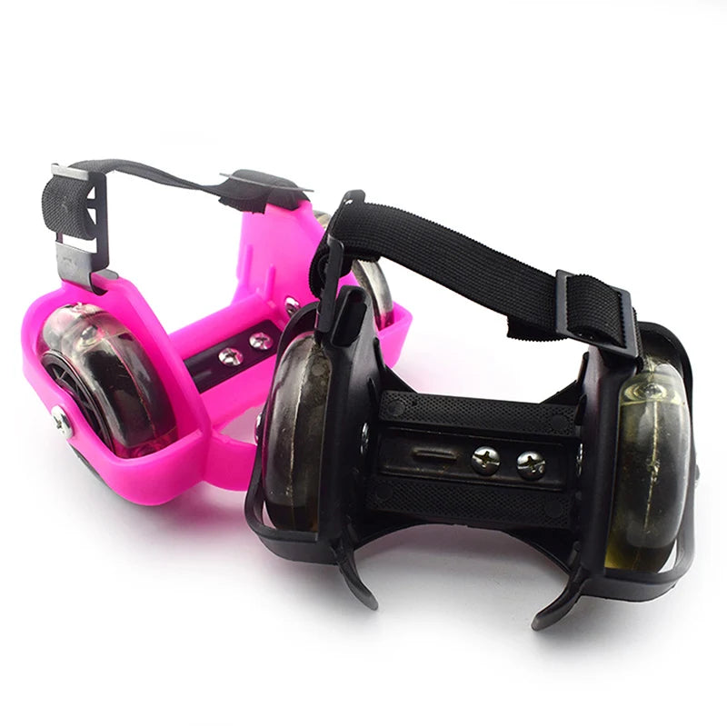 Zapato de patinaje al aire libre ruedas de tacn de dos ruedas patines ajustables PVC 3 colores LED zapatos de ruedas luminosas intermitentes para niñ@s